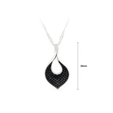 Load image into Gallery viewer, 925 Sterling Silver Leaf Pendant with Black Cubic Zircon and Necklace