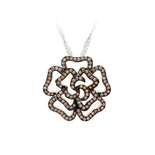 Load image into Gallery viewer, 925 Sterling Silver Rose Pendant with Brown Cubic Zircon and Necklace