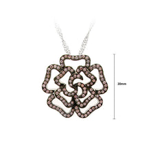 Load image into Gallery viewer, 925 Sterling Silver Rose Pendant with Brown Cubic Zircon and Necklace