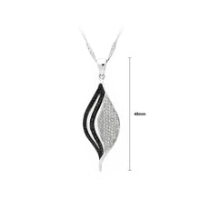Load image into Gallery viewer, 925 Sterling Silver Leaf Pendant with Black and White Cubic Zircon and Necklace