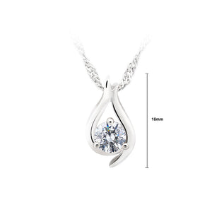 925 Sterling Silver Pendant with White Cubic Zircon and Necklace 