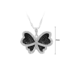 925 Sterling Silver Butterfly Pendant with Black and White Cubic Zircon and Necklace - Glamorousky
