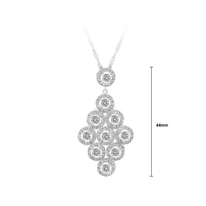 925 Sterling Silver Rhombus Pendant with White Cubic Zircon and Necklace