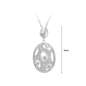 925 Sterling Silver Oval Pendant with White Cubic Zircon and Necklace