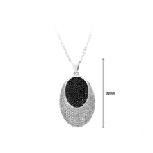 Load image into Gallery viewer, 925 Sterling Silver Oval Pendant with White and Black Cubic Zircon and Necklace