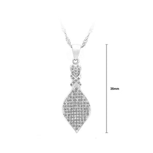 925 Sterling Silver Leaf Pendant with White Cubic Zircon and Necklace