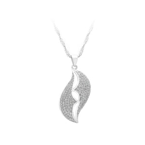925 Sterling Silver Pendant with White Cubic Zircon and Necklace