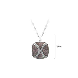 925 Sterling Silver Pendant with White and Brown Cubic Zircon and Necklace
