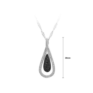 925 Sterling Silver Pendant with White and Black Cubic Zircon and Necklace