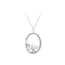 Load image into Gallery viewer, 925 Sterling Silver Flower Pendant with White Cubic Zircon and Necklace