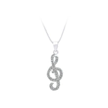 Load image into Gallery viewer, 925 Sterling Silver Note Pendant with White Cubic Zircon and Necklace