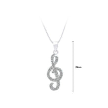 Load image into Gallery viewer, 925 Sterling Silver Note Pendant with White Cubic Zircon and Necklace