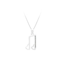 Load image into Gallery viewer, 925 Sterling Silver Music Note Pendant with White Cubic Zircon and Necklace