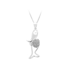 Load image into Gallery viewer, 925 Sterling Silver Fish Pendant with White Cubic Zircon and Necklace