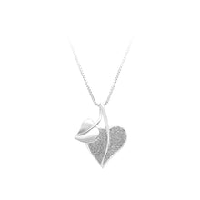 Load image into Gallery viewer, 925 Sterling Silver Leaf Pendant with White Cubic Zircon and Necklace