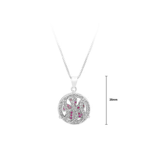 925 Sterling Silver Windmill Pendant with Rose Red Cubic Zircon and Necklace