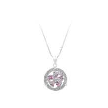Load image into Gallery viewer, 925 Sterling Silver Windmill Pendant with Rose Red Cubic Zircon and Necklace