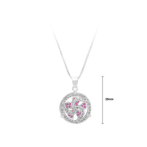 925 Sterling Silver Windmill Pendant with Rose Red Cubic Zircon and Necklace