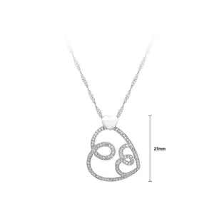 925 Sterling Silver Heart-shaped Pendant with White Cubic Zircon and Necklace