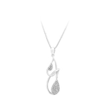 Load image into Gallery viewer, 925 Sterling Silver Water-drop-shape Pendant with White Cubic Zircon and Necklace