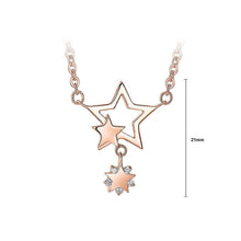 Load image into Gallery viewer, 925 Rose Gold Plated Stars Pendant with White Cubic Zircon Necklace - Glamorousky