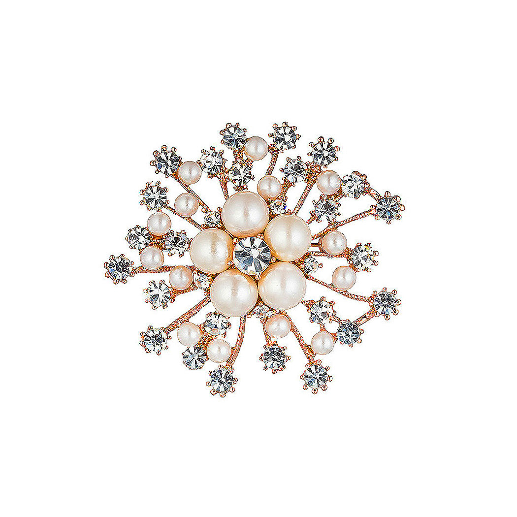 Snowflakes with Fashion Pearl and White Austrian Element Crystal Brooch
