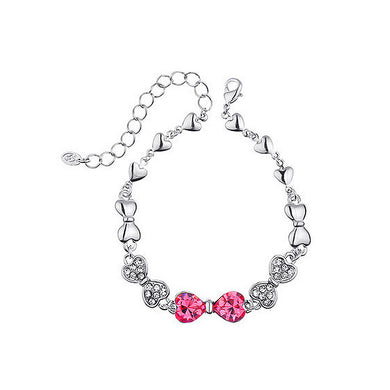 Cute Pink Bow with Austrian Element Crystal Bracelet