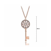 Load image into Gallery viewer, Rose Gold Plated Key Pendant with White Austrian Element Crystal and Necklace