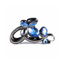 Load image into Gallery viewer, Elegant Blue Crystal Butterfly Hair Clamp