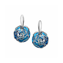 Load image into Gallery viewer, Fashion Roses with Blue Austrian Element Crystal Earrings
