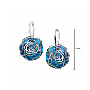 Fashion Roses with Blue Austrian Element Crystal Earrings