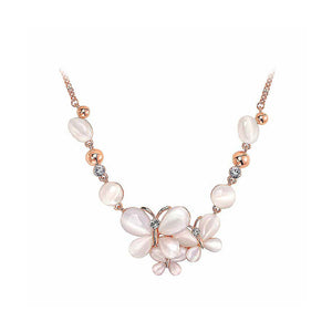 Fashion Bohemian Butterfly with Opal and White Cubic Zircon Necklace