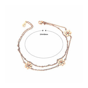 Fashion 18K Rose Gold Stainless Steel Daisy Anklet For Women