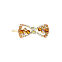 Load image into Gallery viewer, Elegant Champagne Gold Crystal Bow Hair Clips