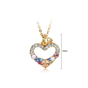 Fashion Heart Pendant with Colored Austrian Element Crystal and Necklace