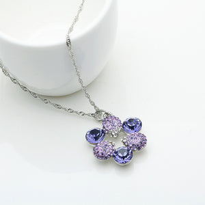 Elegant Pendant with Purple Austrian Element Crystal and Necklaces