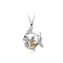 Load image into Gallery viewer, Cute Fish Pendant with Champagne Gold Austrian Element Crystal and Necklace