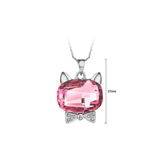 Load image into Gallery viewer, Cute Cat Pendant with Red Austrian Element Crystal and Necklaces