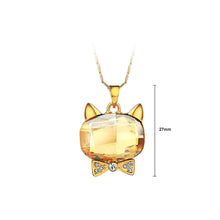 Load image into Gallery viewer, Cute Cat Pendant with Golden Austrian Element Crystal and Necklace
