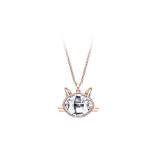 Load image into Gallery viewer, Cute Cat Pendant with White Austrian Element Crystal and Necklaces