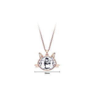 Cute Cat Pendant with White Austrian Element Crystal and Necklaces