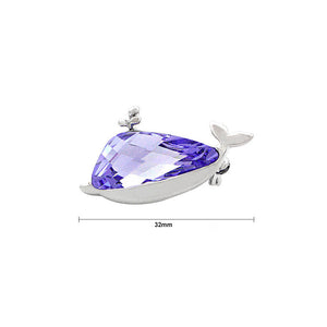 Elegant Purple Austrian Element Crystal Whale Brooch
