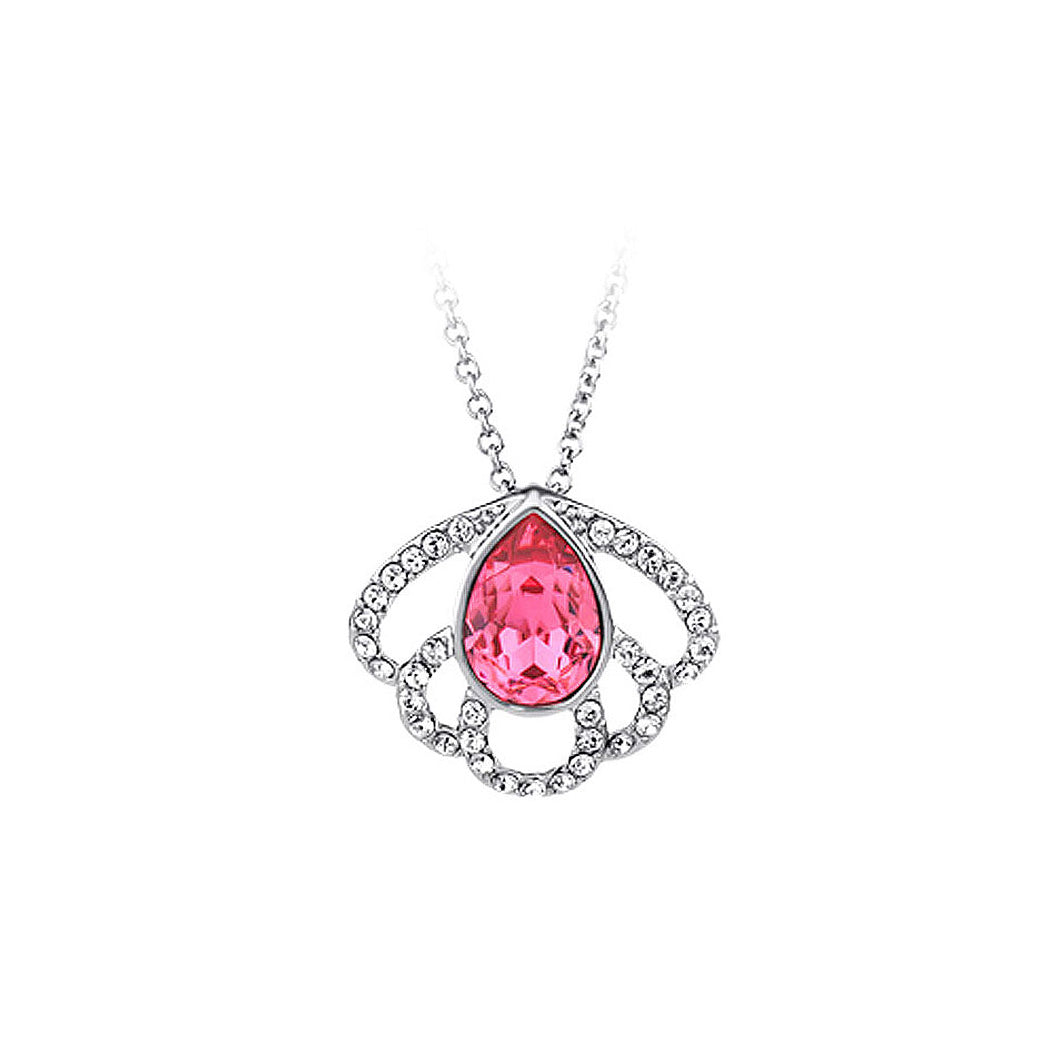 Elegant Pendant with Red Rose Austrian Element Crystal and Necklace