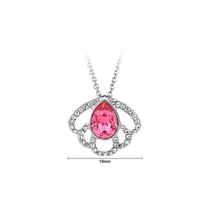 Elegant Pendant with Red Rose Austrian Element Crystal and Necklace