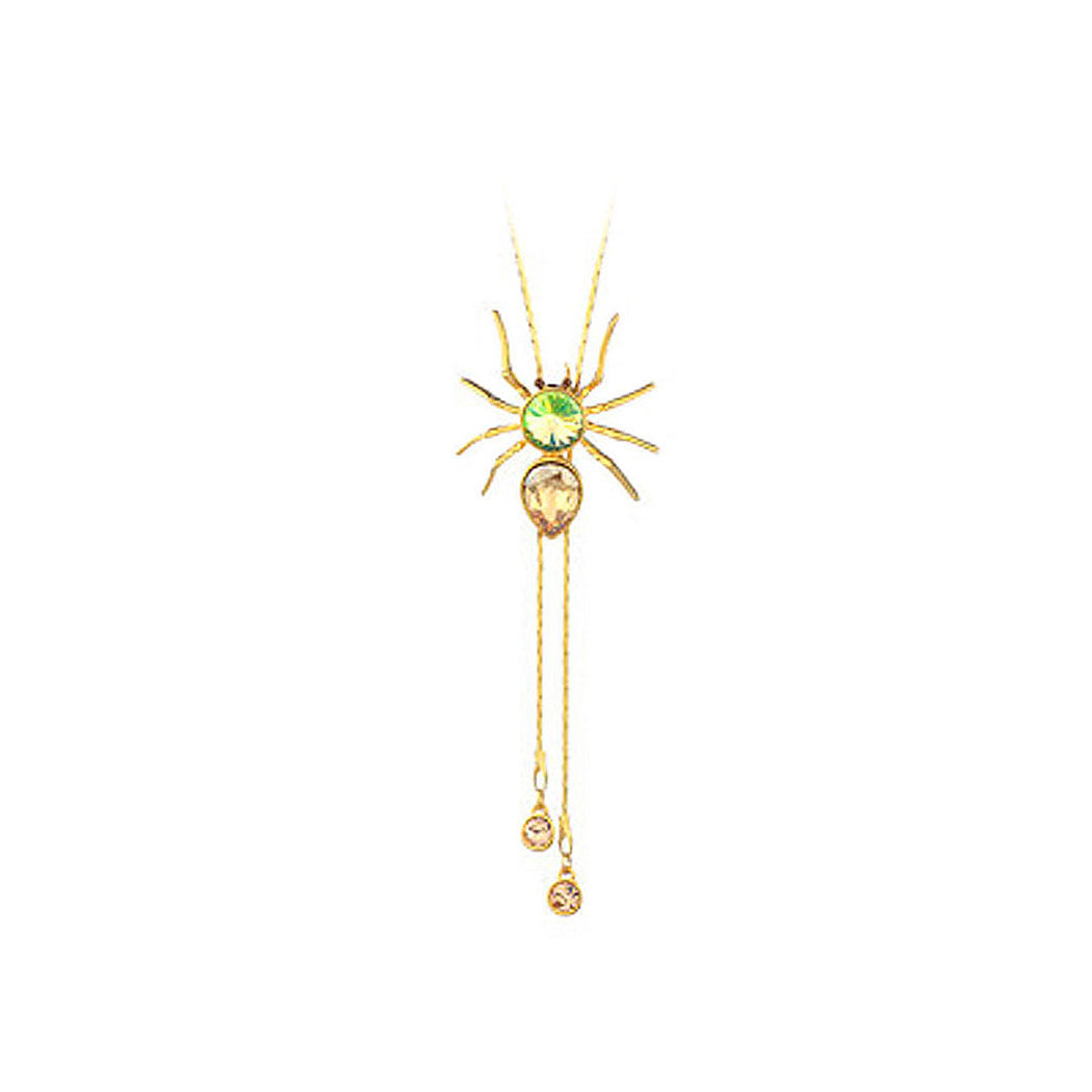 Cute Spider Pendant with Champagne and Green Austrian Element Crystal and Necklaces