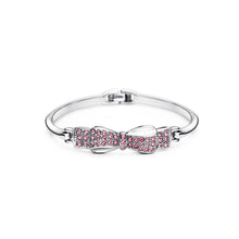 Load image into Gallery viewer, Fashion Pink Austrian Element Crystal Bow Bangle