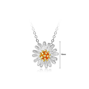 Chinese Style 925 Sterling Silver Daisy Pendant with Necklace