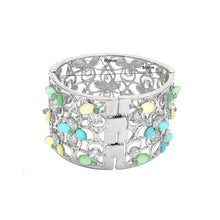 Load image into Gallery viewer, Fashion Four-leafed Clover with Colored Cubic Zircon Bangle