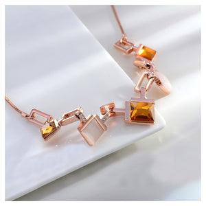 Simple Bohemian with Champagne Gold Cubic Zircon Necklace