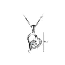 Load image into Gallery viewer, Simple 925 Sterling Silver Heart-shaped Pendant with White Cubic Zircon and Necklace